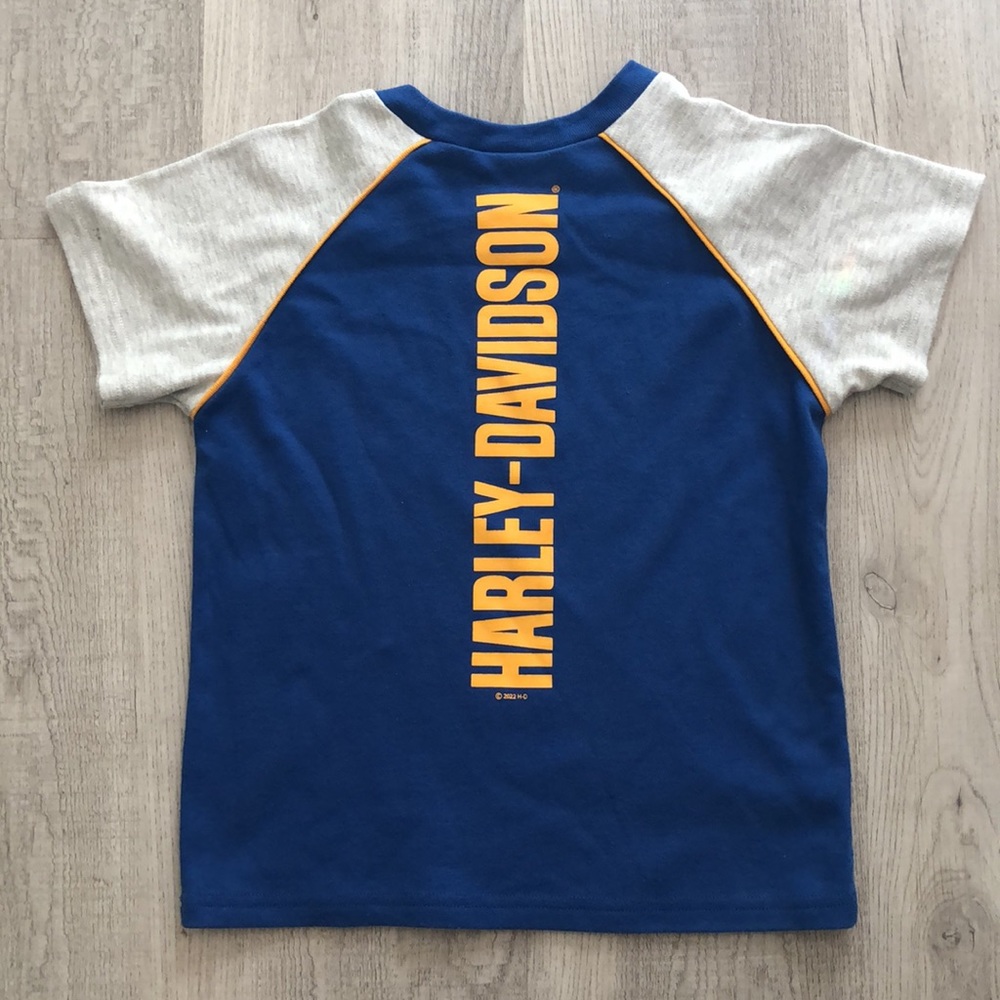 Kids Harley-Davidson t shirt size 6/7 Blue Gray Yellow